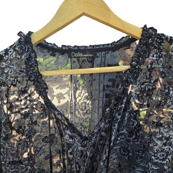 Dalia Womens Sheer Burnout Velvet Whimsigoth Boho Fairy Grunge Witchy L Tassels - Picture 5 of 12